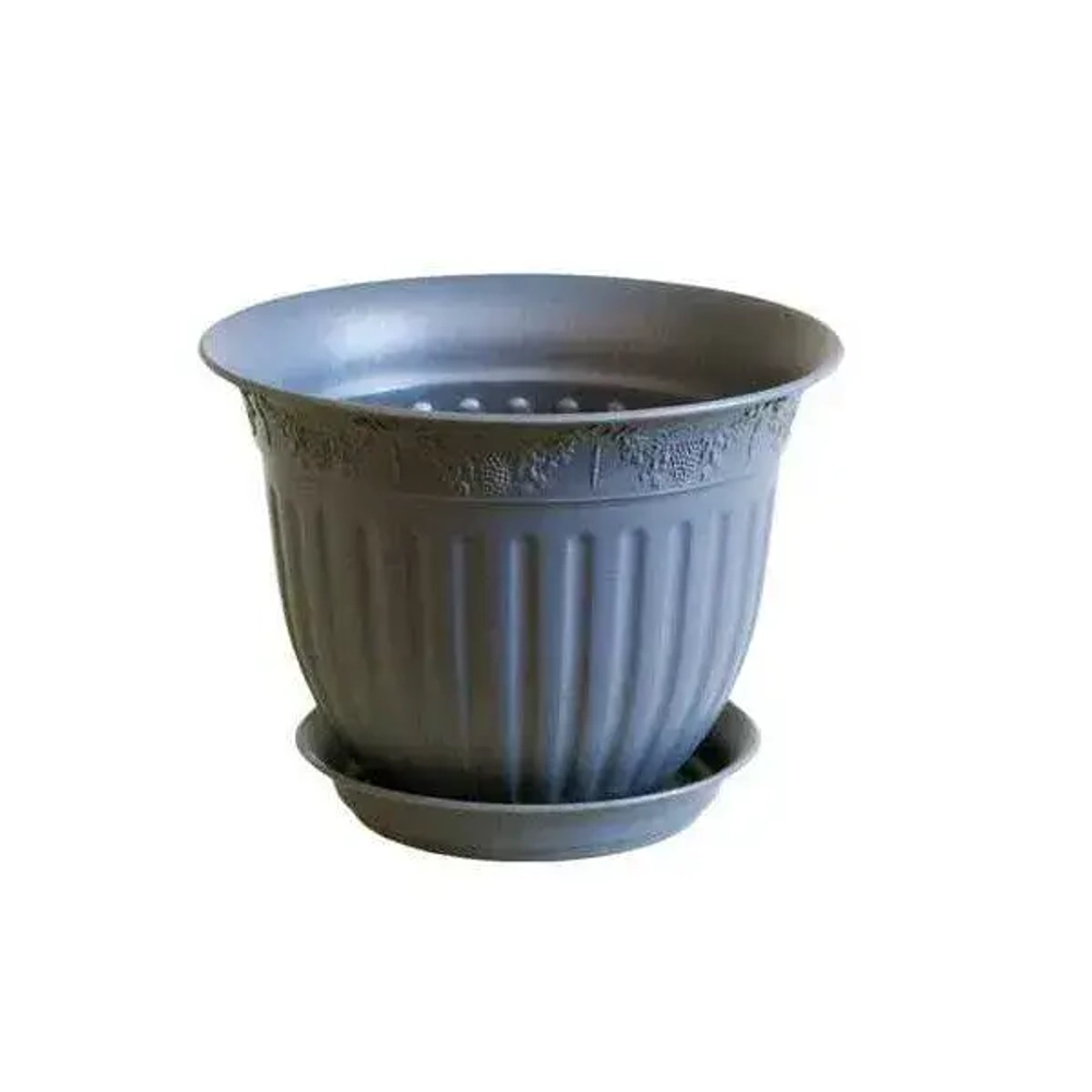 Горшок Виноград, D 16, 1 л, антрацит с поддоном