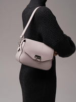 Сумка кожаная через плечо розовый дым