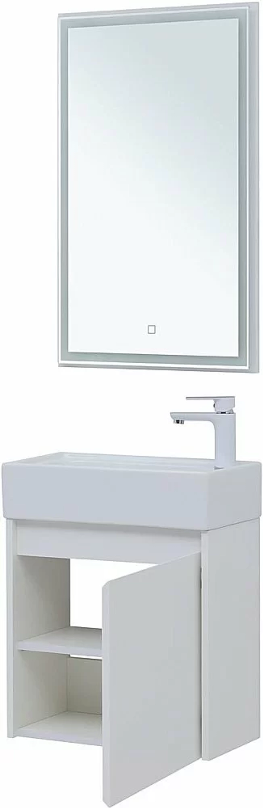 Тумба с раковиной Aquanet Nova Lite 50 с зеркалом, белый глянец