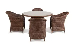 "Равенна" обеденная группа плетеная, цвет коричневый