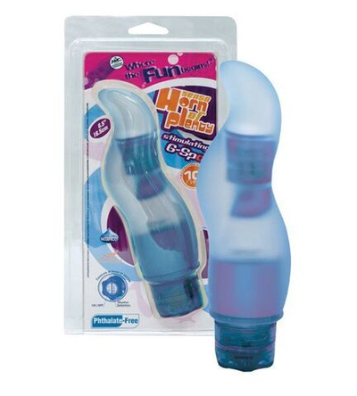 Извилистый голубой вибратор для стимуляции точки G - 16,5 см. (Цвет: голубой)