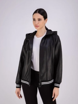 Куртка женская из натуральной кожи с капюшоном Турция