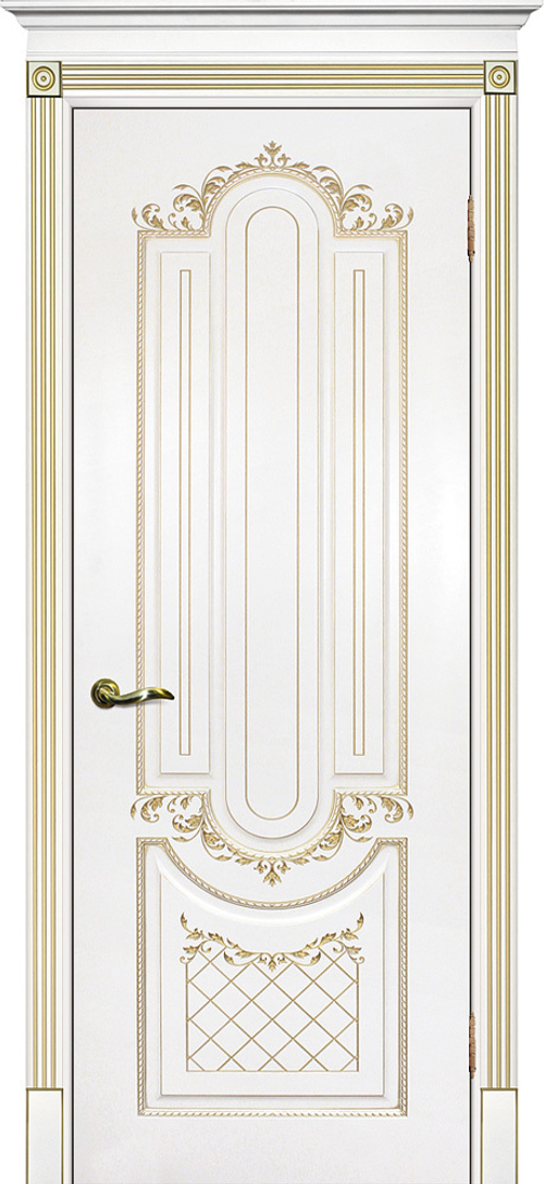 Дверь Смальта 13 / Цвет Белый ral 9003 патина золото / Двери ТЕКОНА