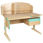 Растущая парта Дэми СУТ 25 с задней полкой СУТ.34.390 и навесной тумбой (1200×880 мм)