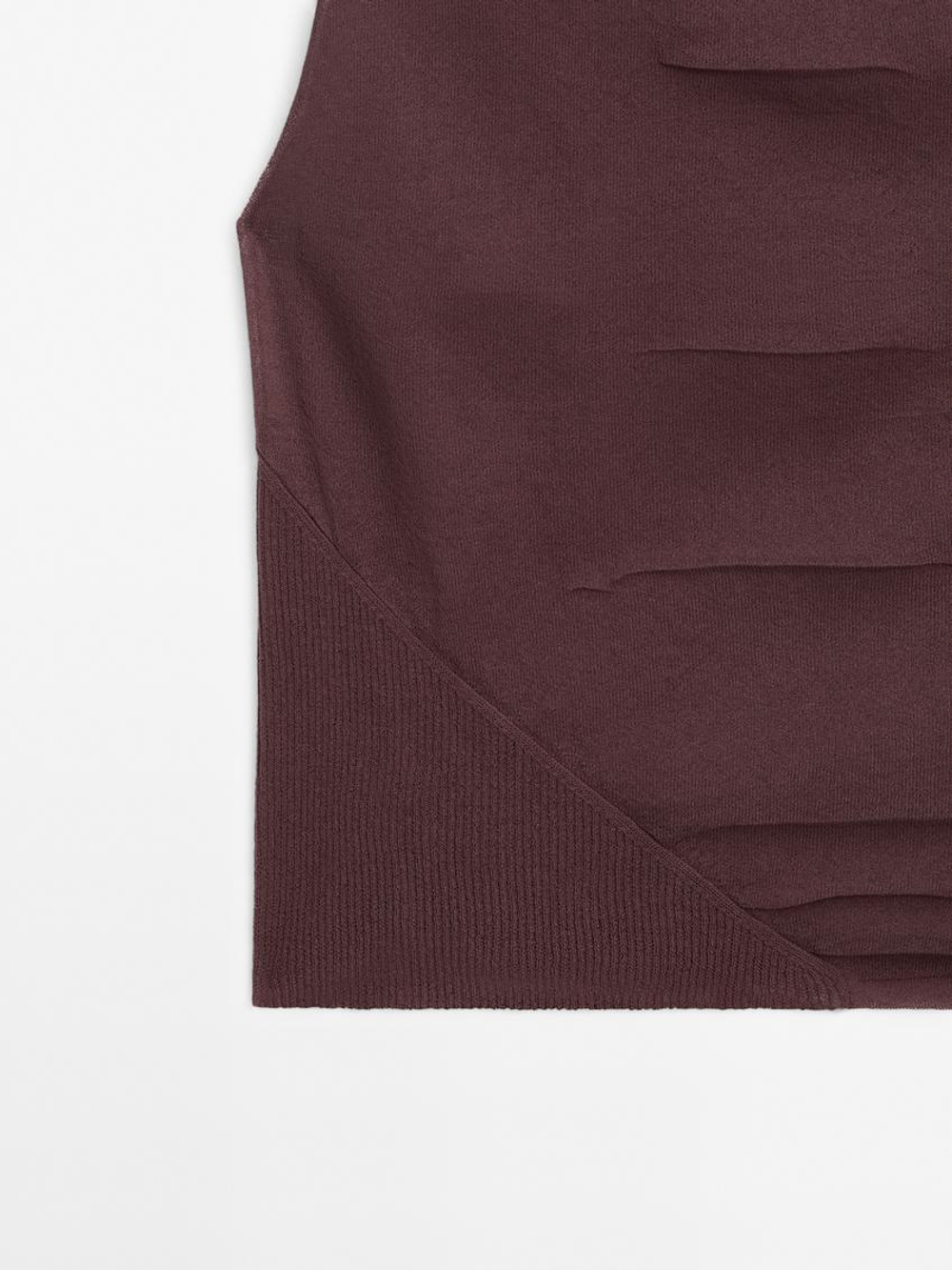 Massimo Dutti Хлопковый топ без рукавов, бордовый