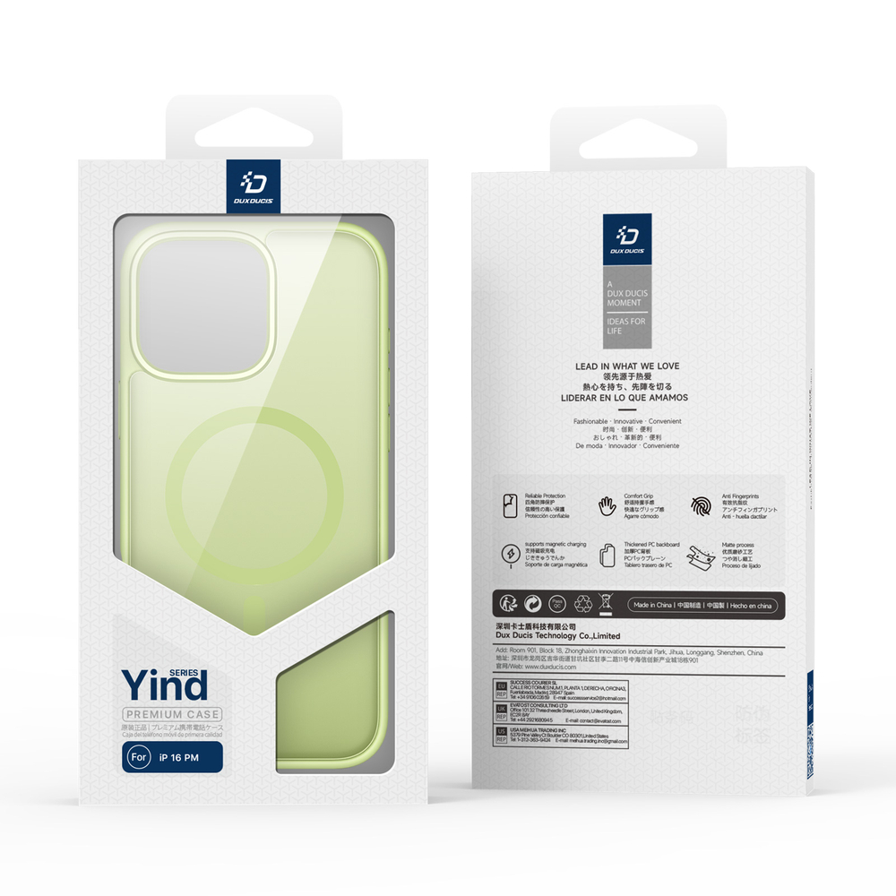 Защитный матовый чехол зеленого цвета (Lime Green) с MagSafe для iPhone 16 Pro Max, серия Yind Series от Dux Ducis