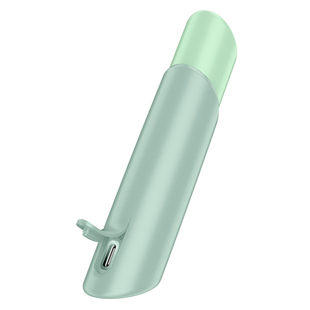 Зеленый вакуумный стимулятор 12см в виде губной помады Satisfyer Naughty Kiss 3D