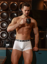 Мужские трусы-боксеры с широкой резинкой с рисунком в виде сот (Размер: L) (Цвет: темно-синий)