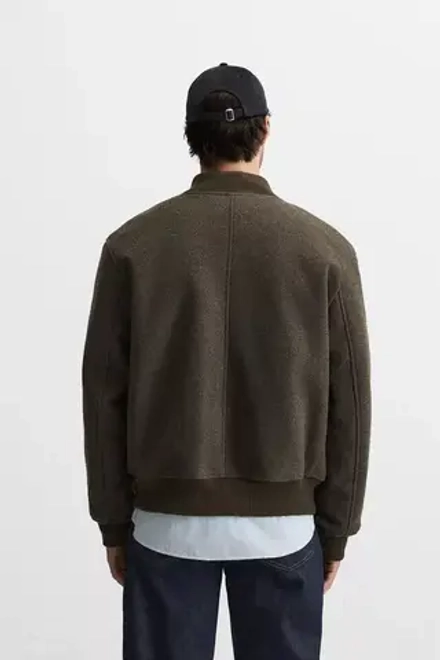 ZARA КОМБИНИРОВАННАЯ КУРТКА-БОМБЕР, СЕРО-КОРИЧНЕВЫЙ