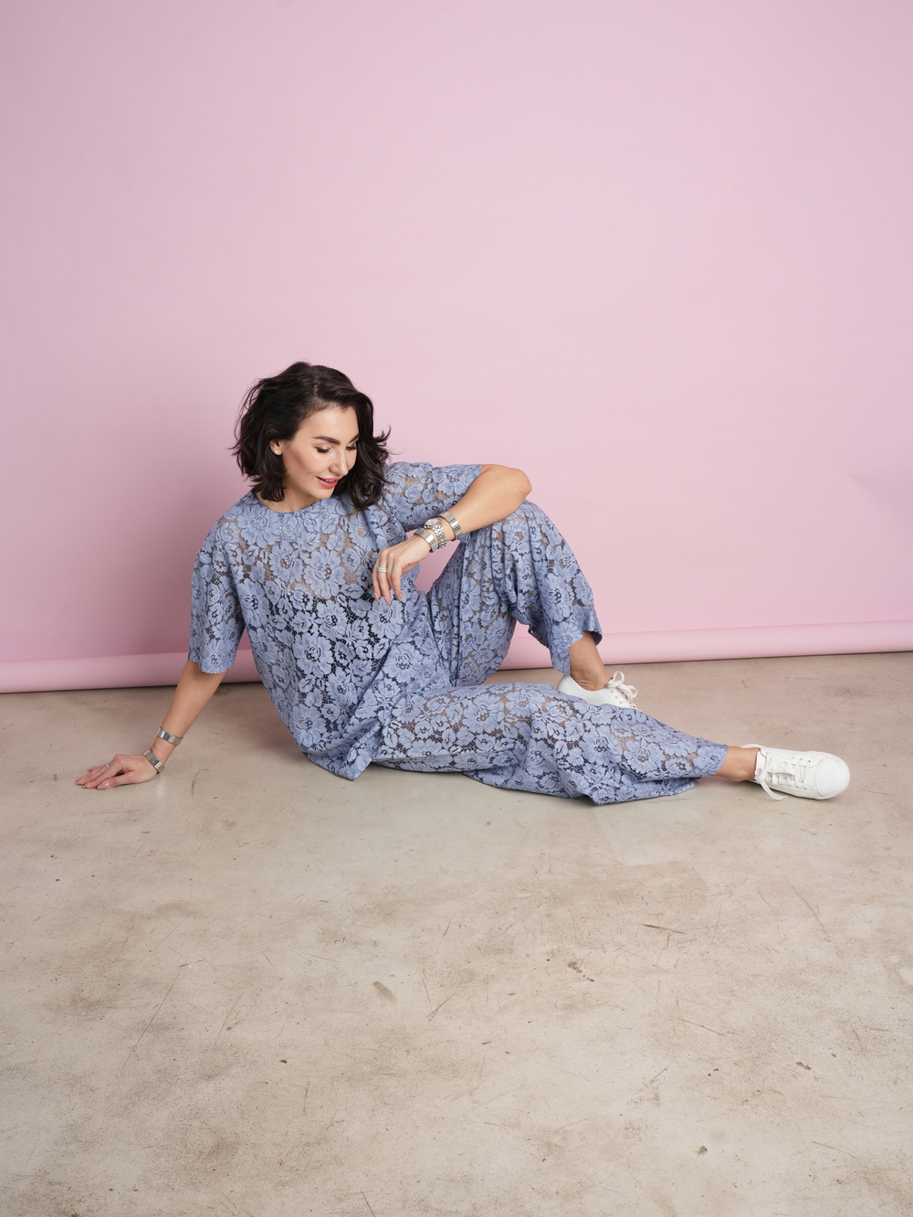 Брюки "На кружевном" в голубом