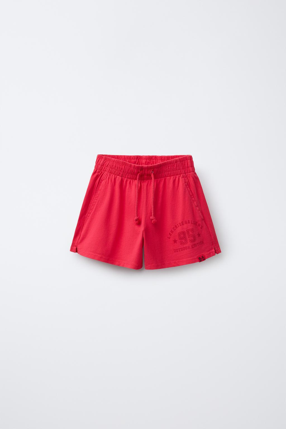 ZARA ШОРТЫ-БЕРМУДЫ С НАДПИСЬЮ, МАЛИНОВЫЙ