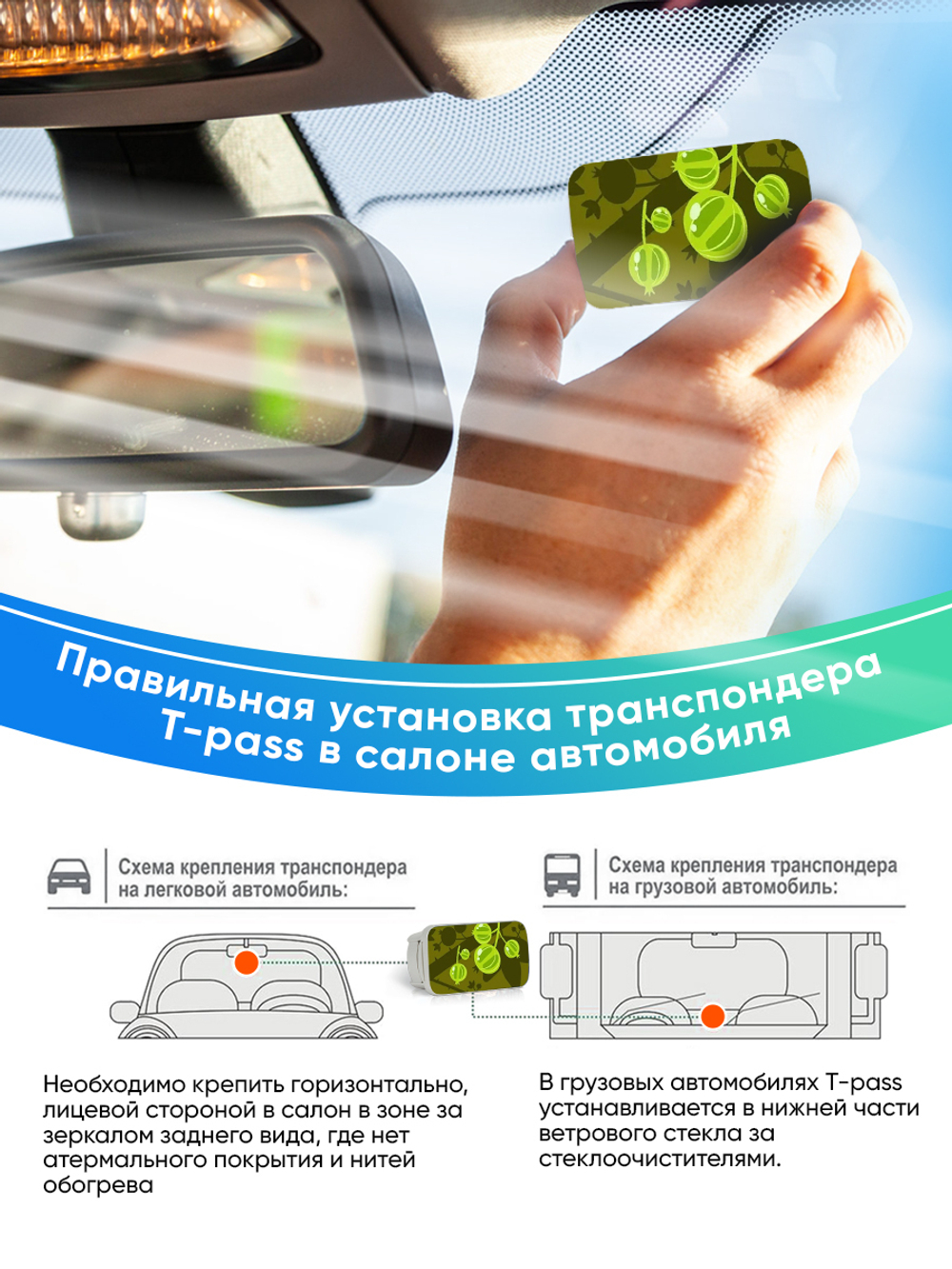Транспондер T-pass Standard GEA Крыжовник с держателем в комплекте (зеленый)