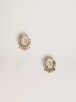 Déco stud earrings in antique gold color with crystals