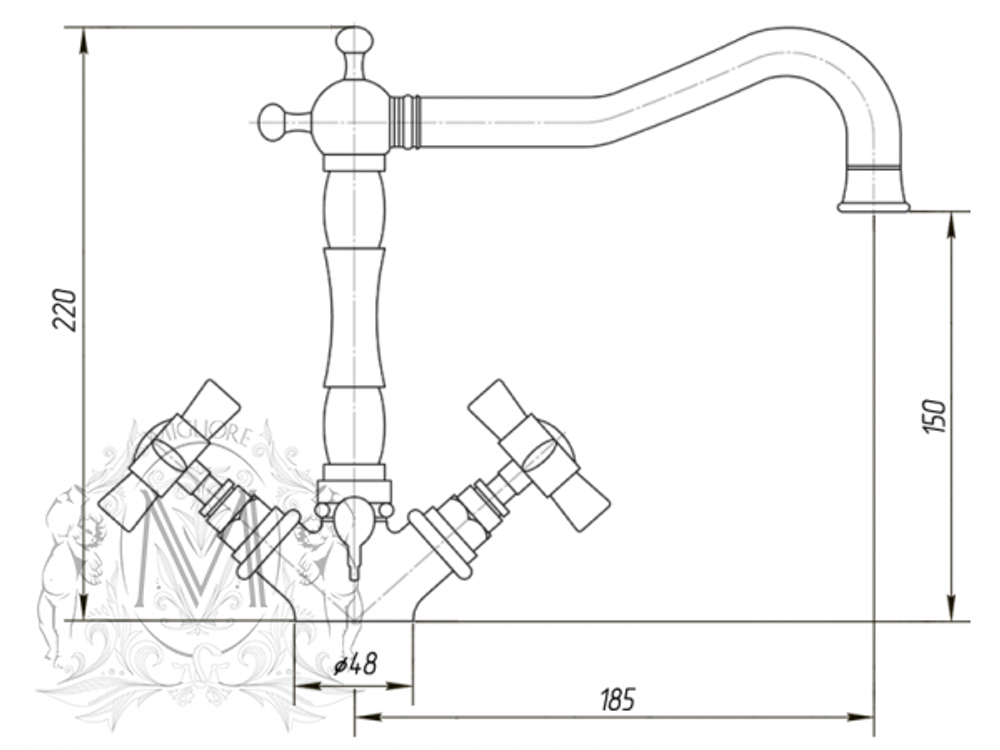 Смеситель для раковины Migliore Princeton, ML.PRN-834 схема