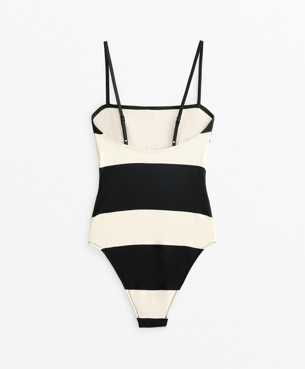 OYSHO Купальник-бандо из ткани пике, черный