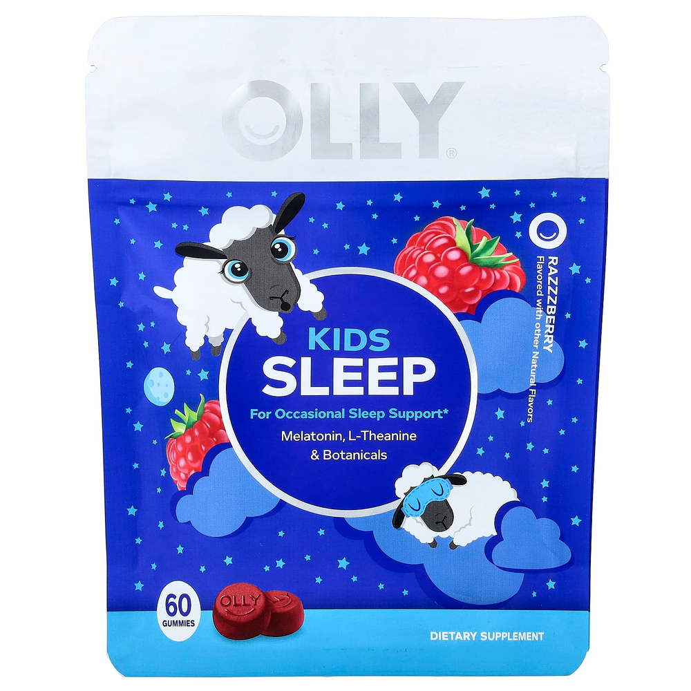 OLLY, детские жевательные таблетки для сна, со вкусом малины, 60 жевательных таблеток