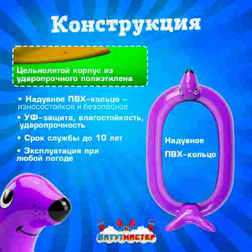 Лодка для парка аттракционов «Тюлень», взрослая, на часовом механизме, 172×120×36 см