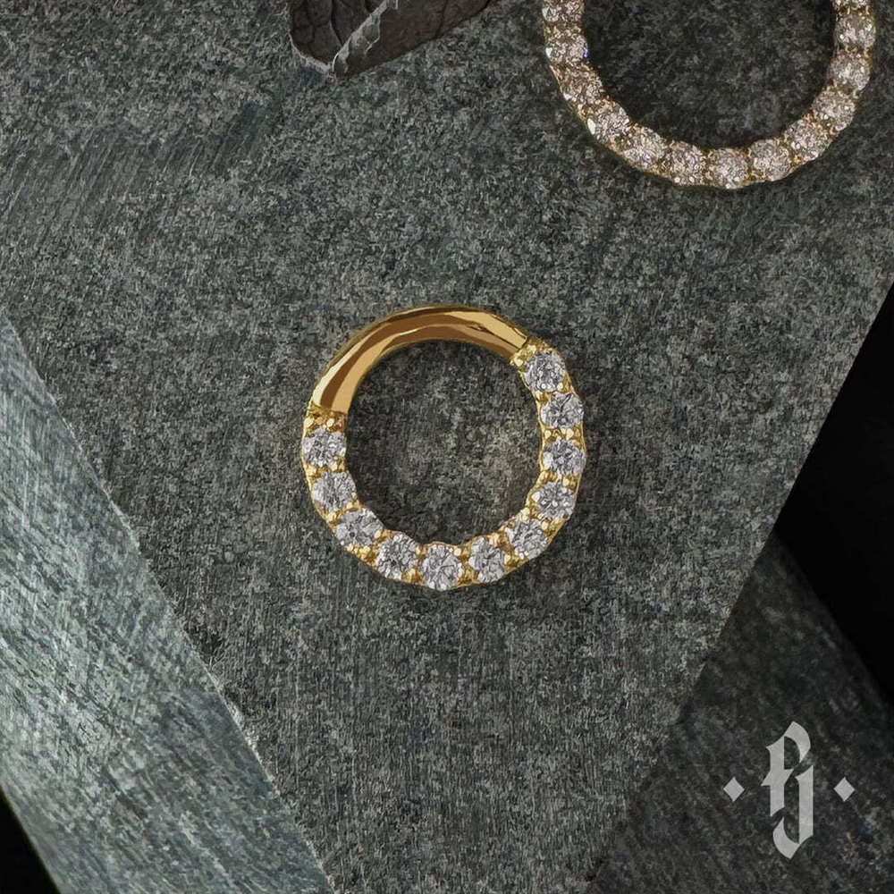 Кликер "Lucens" - Желтое золото - White CZ