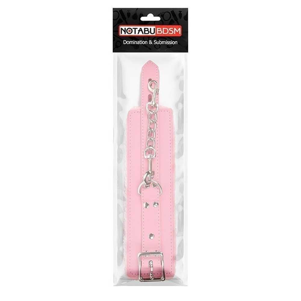 Наручники Notabu розовые мягкие на ремешках с цепочкой