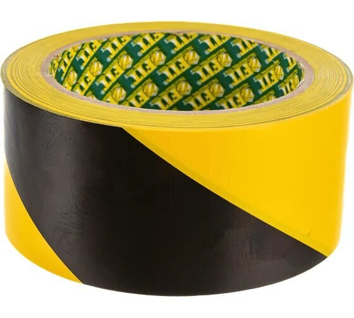 Лента разметочная 50мм 25м самоклеющаяся черно-желтая