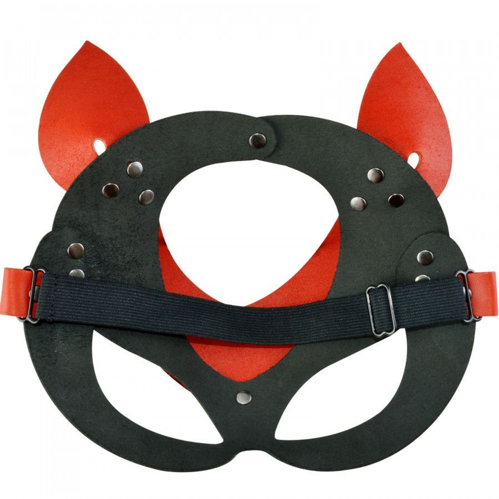 Красно-черная кожаная маска «Кошечка»