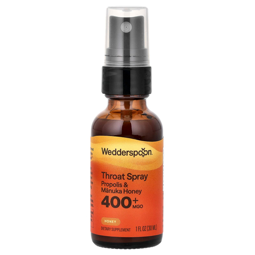 Wedderspoon, Спрей для горла с медом и прополисом Manuka, оригинальный мед, MGO 400+, 30 мл (1 жидк. унц.)