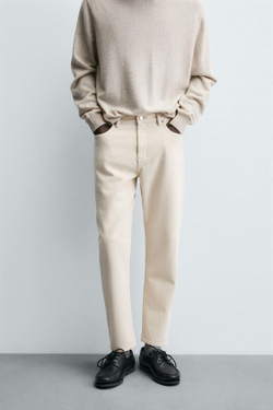 ZARA ДЖИНСЫ SLIM TAPERED FIT, ЭКРЮ