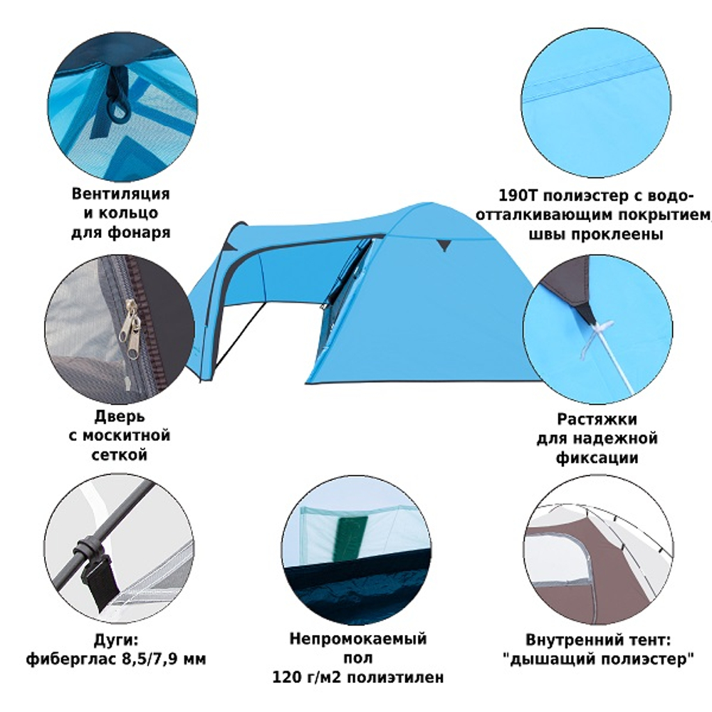 Палатка туристическая Green Glade Zoro 4 местная