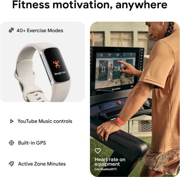 Фитнес-браслет Fitbit Charge 6 Activity Tracker, Бежевый | Porcelain