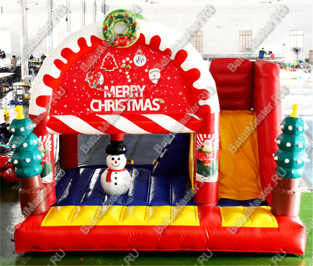 Коммерческий надувной батут "Рождественский" с крышей