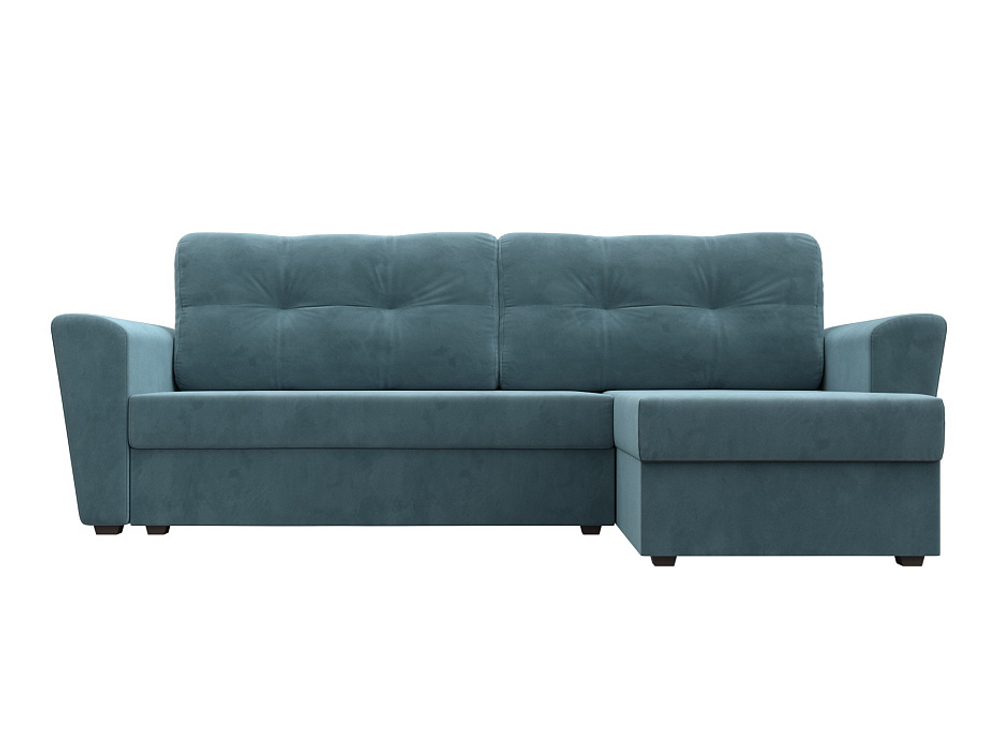 Диван угловой Амстердам Лайт правый угол, Бирюзовый, Велюр, 112449