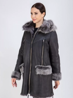 Дубленка зимняя с капюшоном натуральная