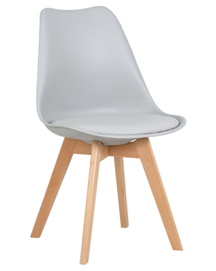 Стул обеденный DOBRIN JERRY SOFT, ножки светлый бук, цвет сиденья светло-серый (GR-01)