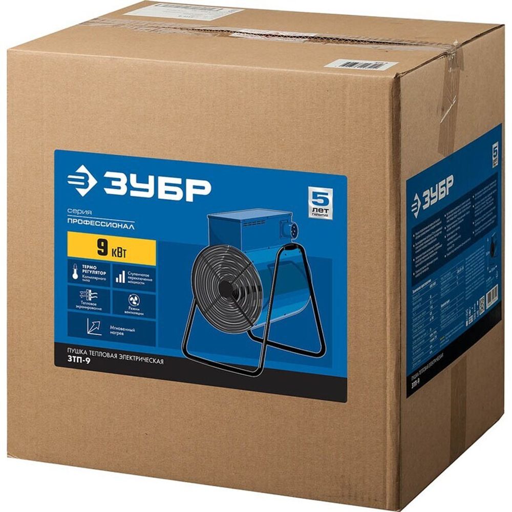 Тепловая пушка электрическая Зубр ЗТП-9 - [9 кВт / 380В]