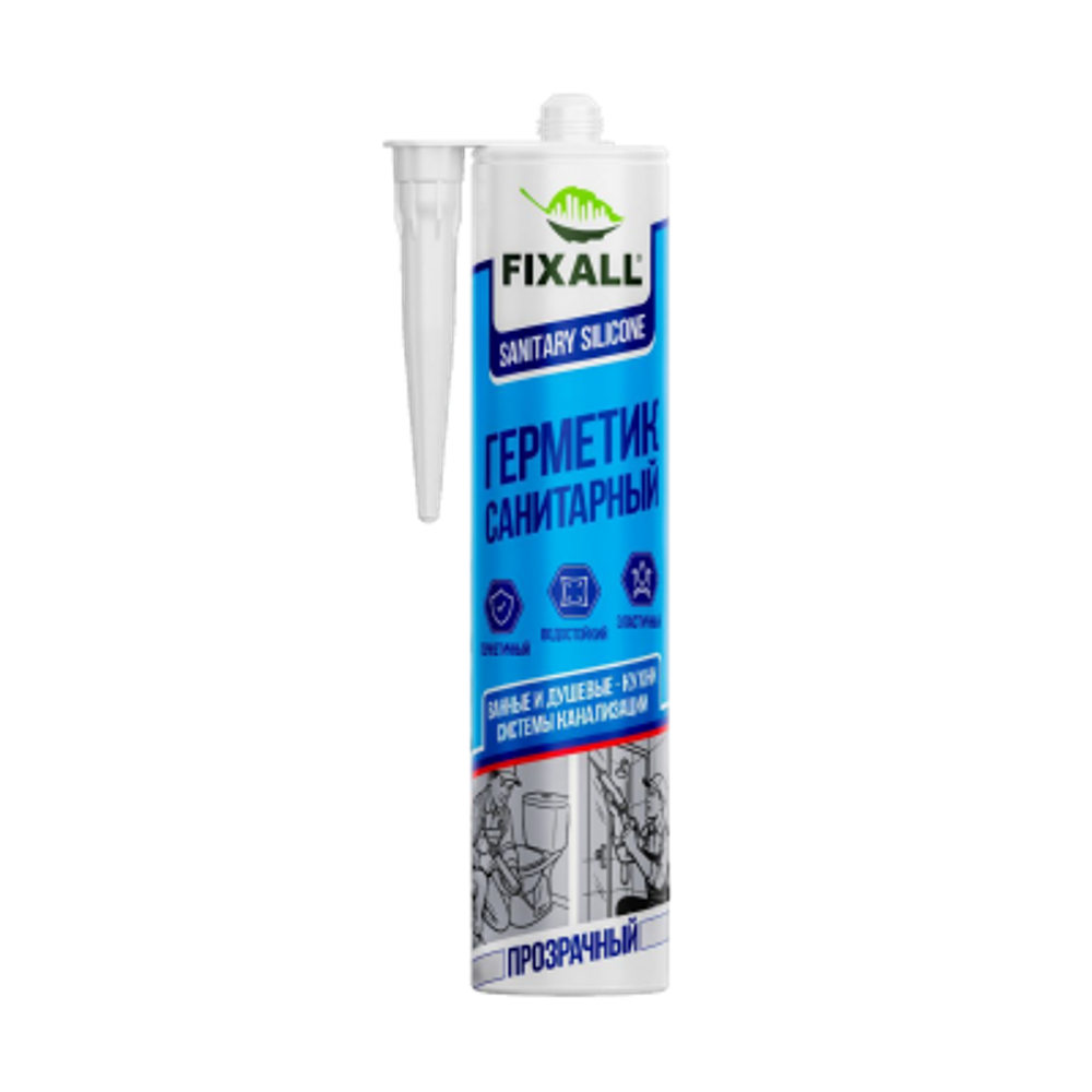 Герметик Fixall Sanitary Silicone, прозрачный, 280 мл