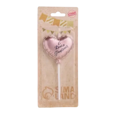 Свеча в торт "Воздушный шарик. Сердечко", 5,5 см. розовое золото