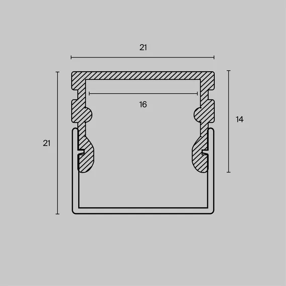 Алюминиевый профиль накладной 21x21 (Серебро, 2 м), ALM007S-2M Led Strip alm007s-2m