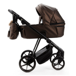 Детская универсальная коляска Adamex Vasco Deluxe V-SM16 2 в 1, Бежевый металлик Экокожа