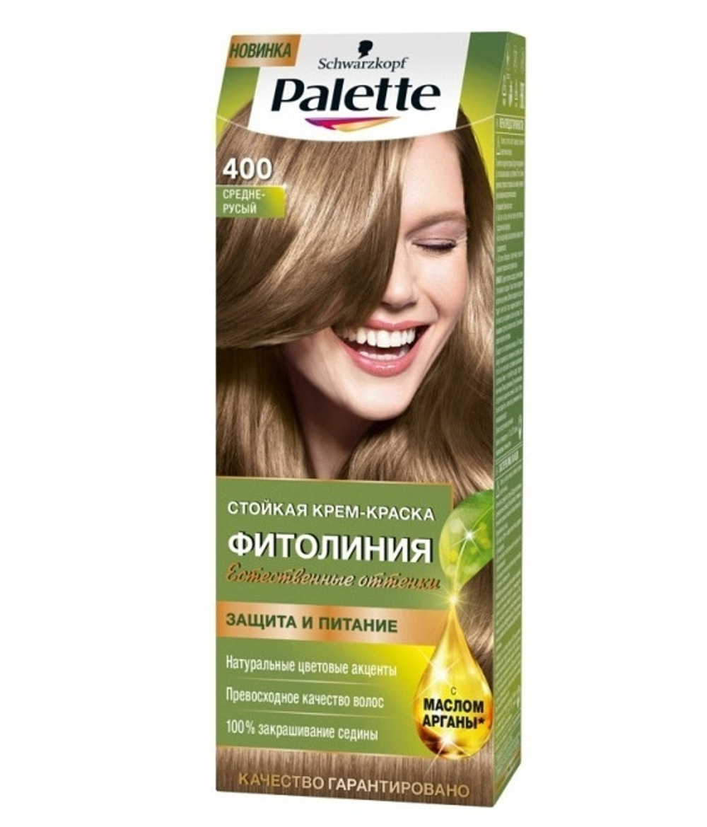 Palette Крем-краска для волос Фитолиния, стойкая, тон №400, Средне-русый, 110 мл