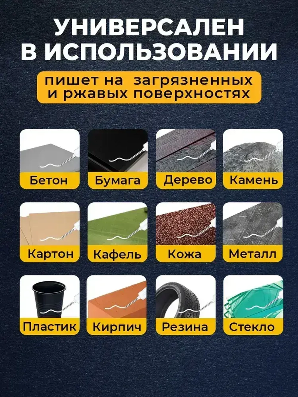 Маркер строительный тонкий разметочный с длинным наконечником 5 шт (белый) / Маркеры строительные набор для разметки по металлу, дереву, стеклу