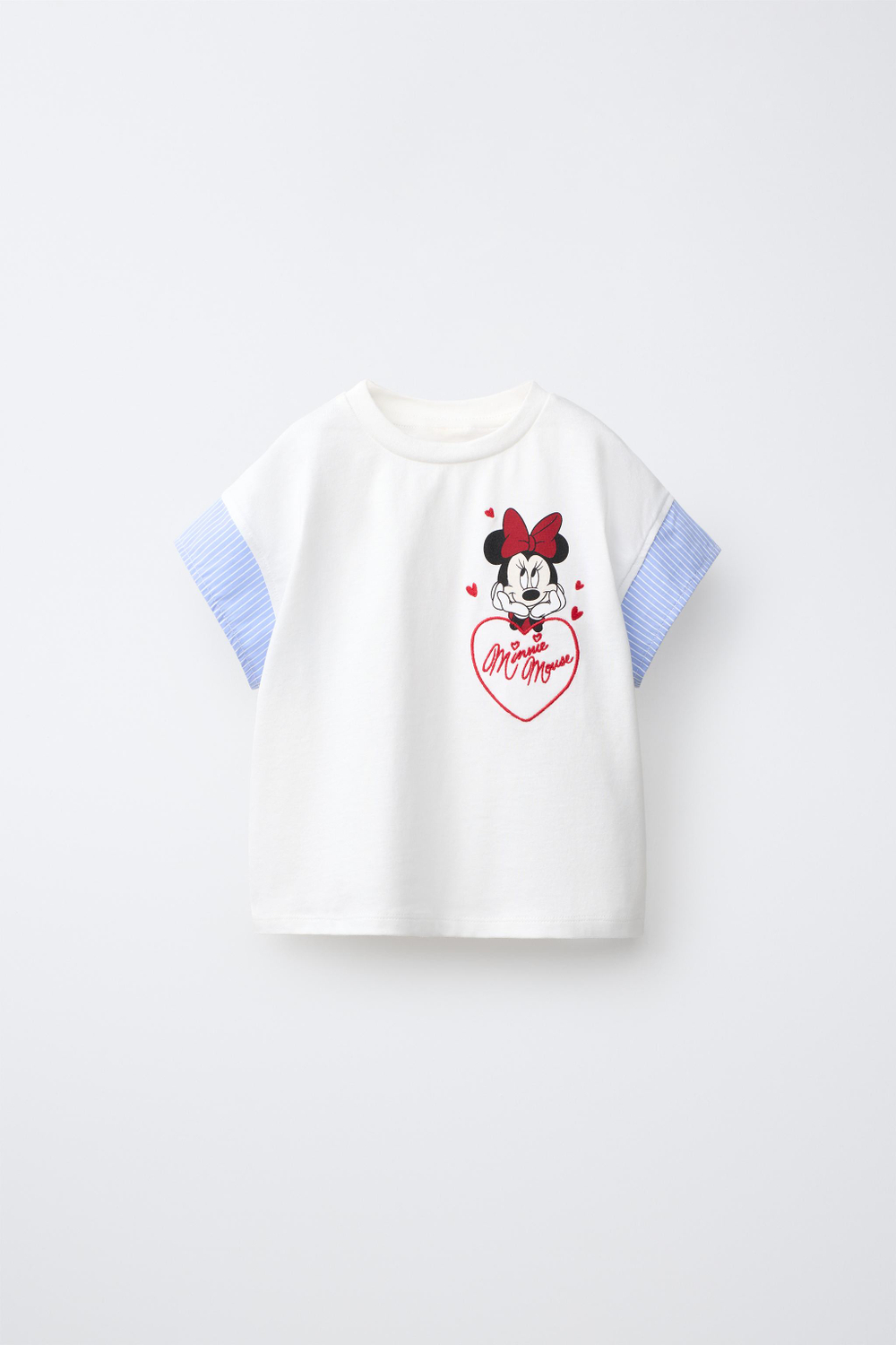 ZARA КОМБИНИРОВАННАЯ ФУТБОЛКА MINNIE MOUSE © DISNEY, БЕЛЫЙ