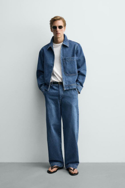 ZARA ДЖИНСЫ ЧИНОС STRAIGHT FIT, СИНИЙ