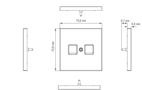 Donel R98 METAL никель Накладка для розетки RJ45, 2-я, серия DA