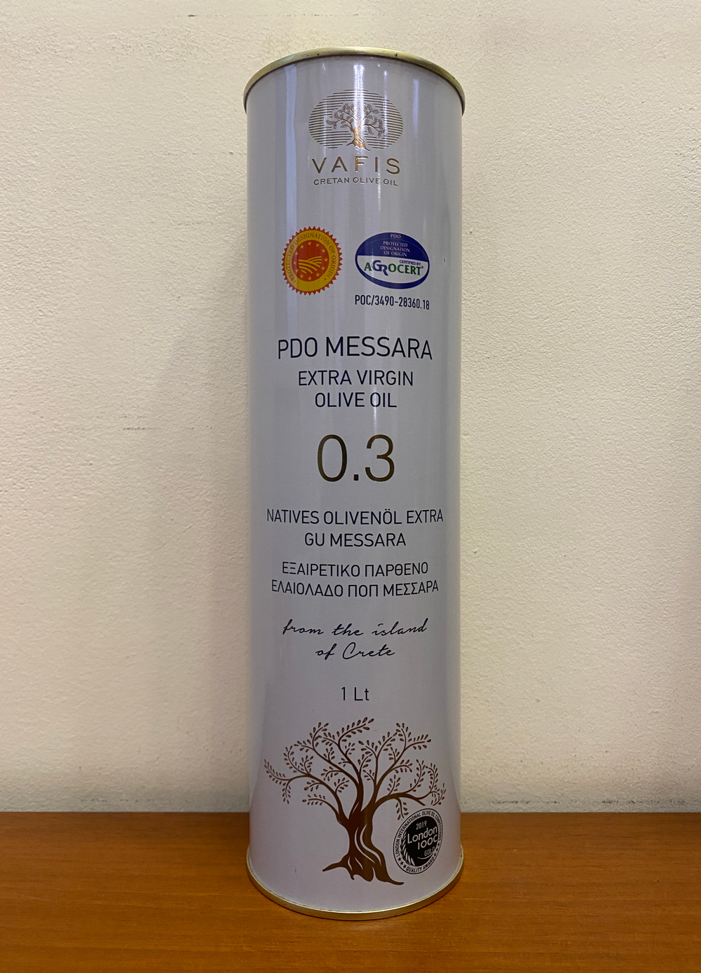 Оливковое масло нерафинированное VAFIS 0.3 Extra Virgin от NIKITAKIS в жести 1л, Греция