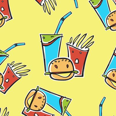 Веселая и быстрая еда (на желтом)