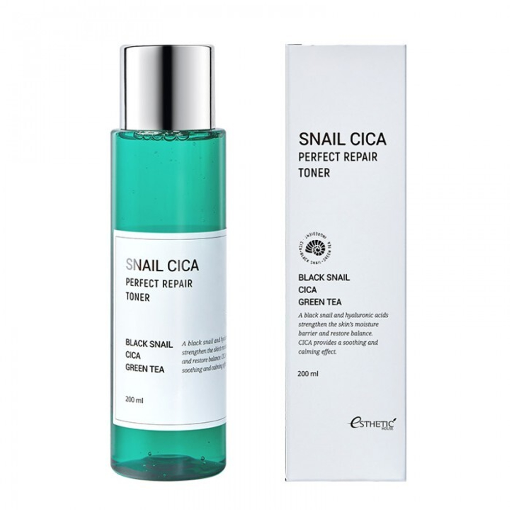 Esthetic House Тонер для лица с муцином улитки и центеллы - Snail cica perfect repair toner, 200мл