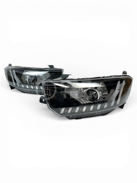 Фары Лада Гранта FL передние в стиле AUDI круглые би линзы без ангельских глазок, хром маска