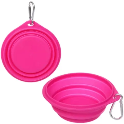 Миска складная силиконовая с карабином «Мой Бро», цвет розовый, 350мл, 12,5*7,5*4см