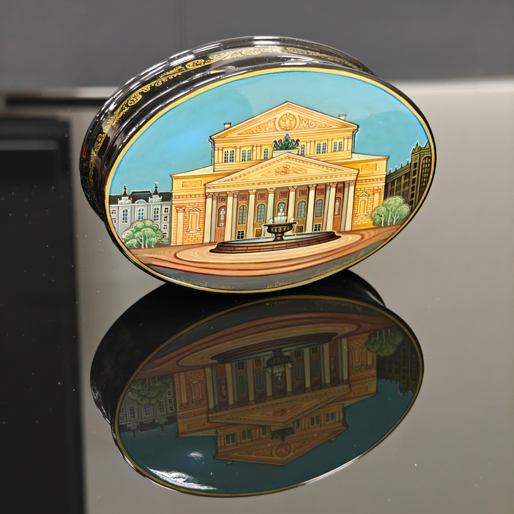 Шкатулка "Большой театр" (Ручная роспись Холуй)