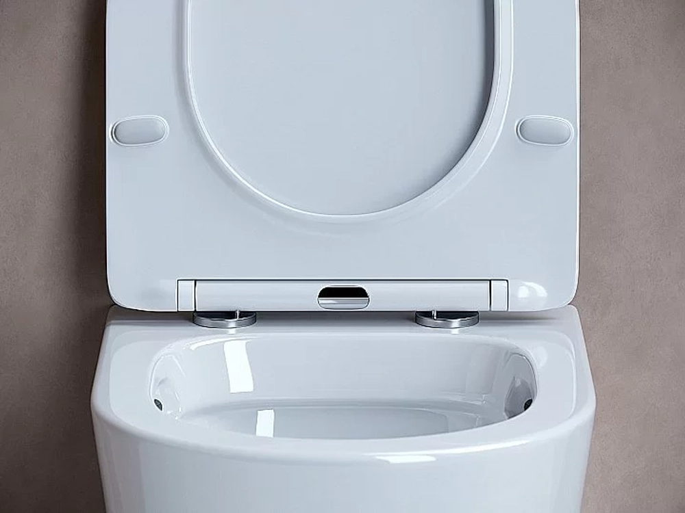 Унитаз подвесной Ceramica Nova Balearica CN6000_1001M_1000 безободковый, с крышкой микролифт, с инсталляцией и кнопкой матовый хром